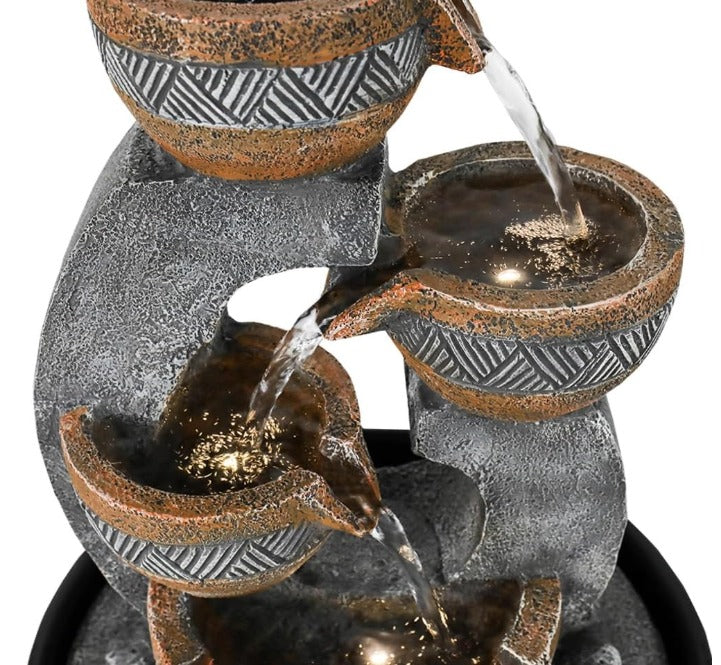 4-Tier Tabletop Water Fountain - Decorative Indoor Fountain with Geometric Design by Aura Store 333 Limited