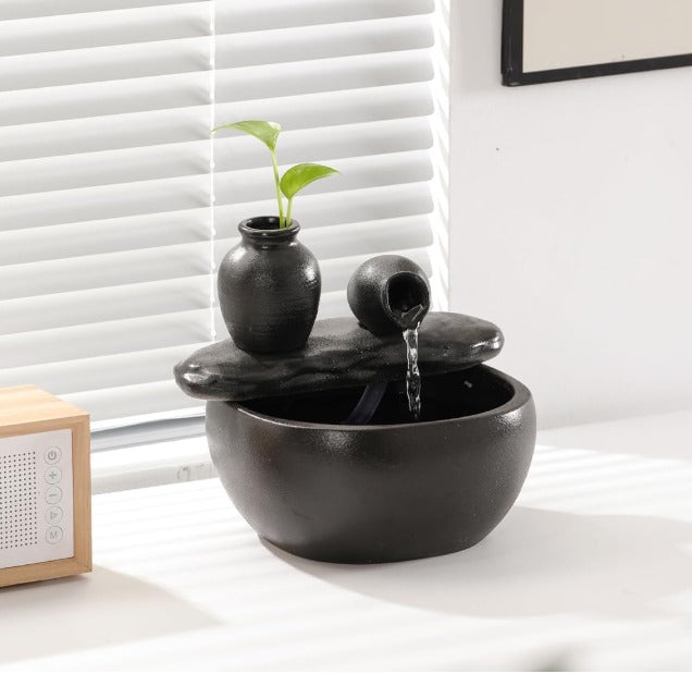 Tabletop Water Fountain with Plant Vase - Decorative Indoor Fountain & Planter for Aura Store 333 Limited