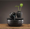 Artistic Zen Tabletop Fountain with Plant Vases - Textured Indoor Water Feature by Aura Store 333 Limited