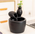 Minimalist Tabletop Water Fountain with Plant Vase - Compact Indoor Fountain