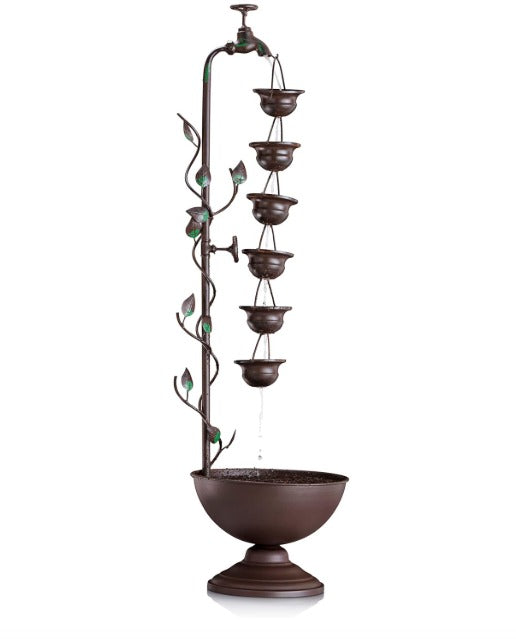Tall Cascading Water Fountain - 6-Tier Indoor Fountain with Decorative Vine Design by Aura Store 333 Limited
